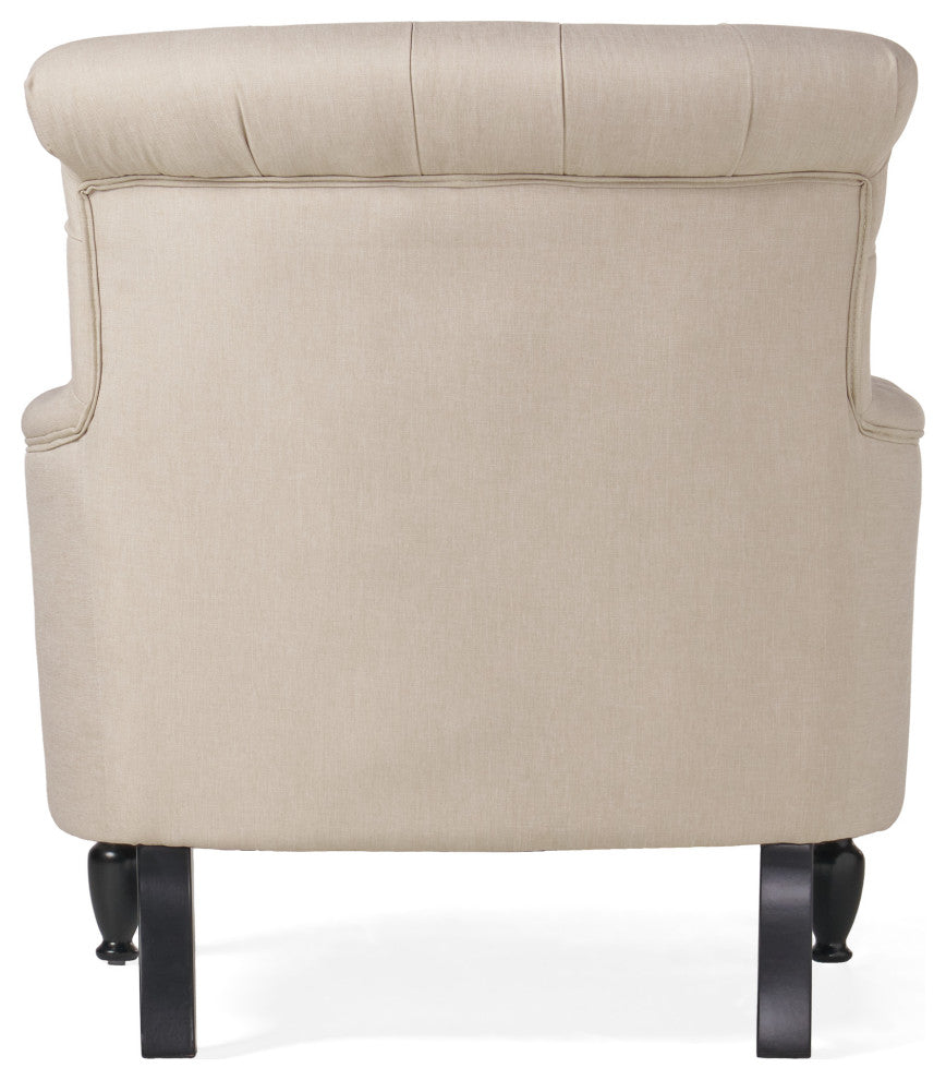 GDF Studio Byrnes Contemporary Button-Tufted Fabric Club Chair With Rolled Backr