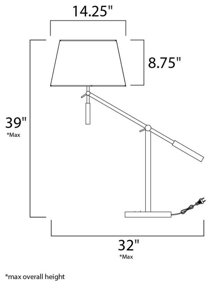 Hotel 28"H 1-Light LED Table Lamp Polished Chrome Finish by Maxim