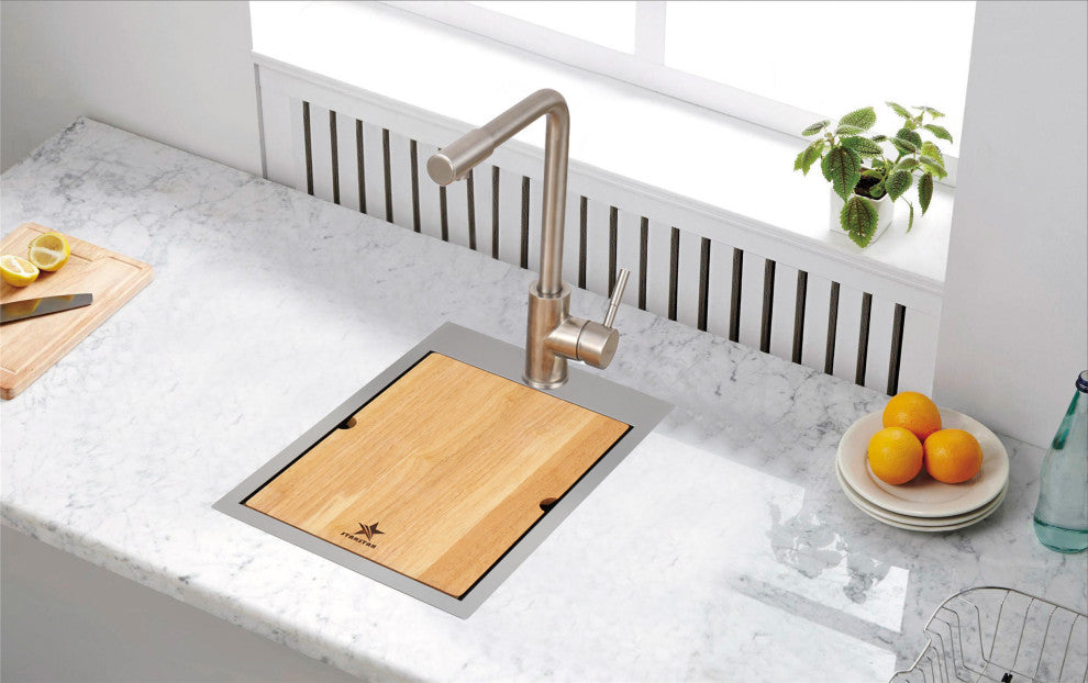 Workstation Top Mount/Drop-in Stainless Single Kitchen Sink, 15x17x9