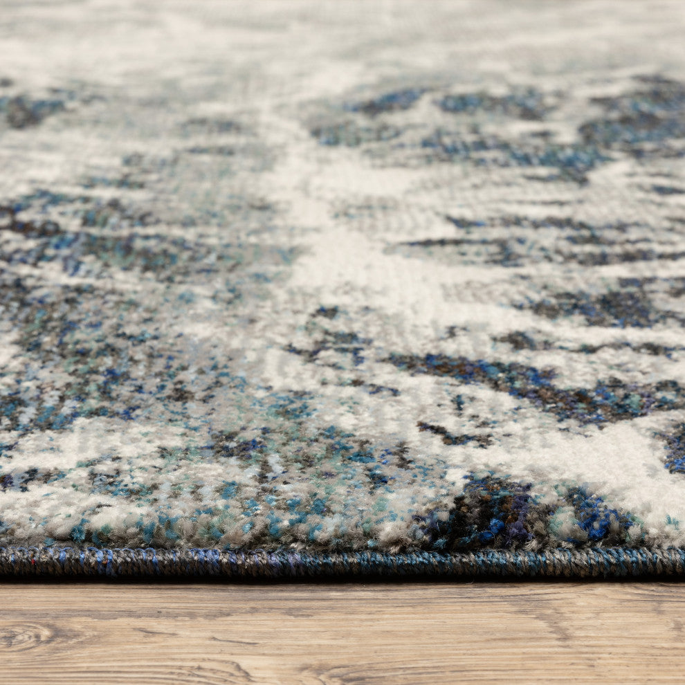 Elements Oceanic Abstract Blue/ Gray Area Rug, 2'6"x12'