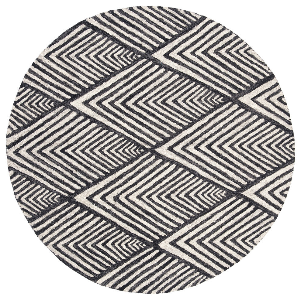 Safavieh Micro-Loop Collection MLP151 Rug, Charcoal/Ivory, 5' Round