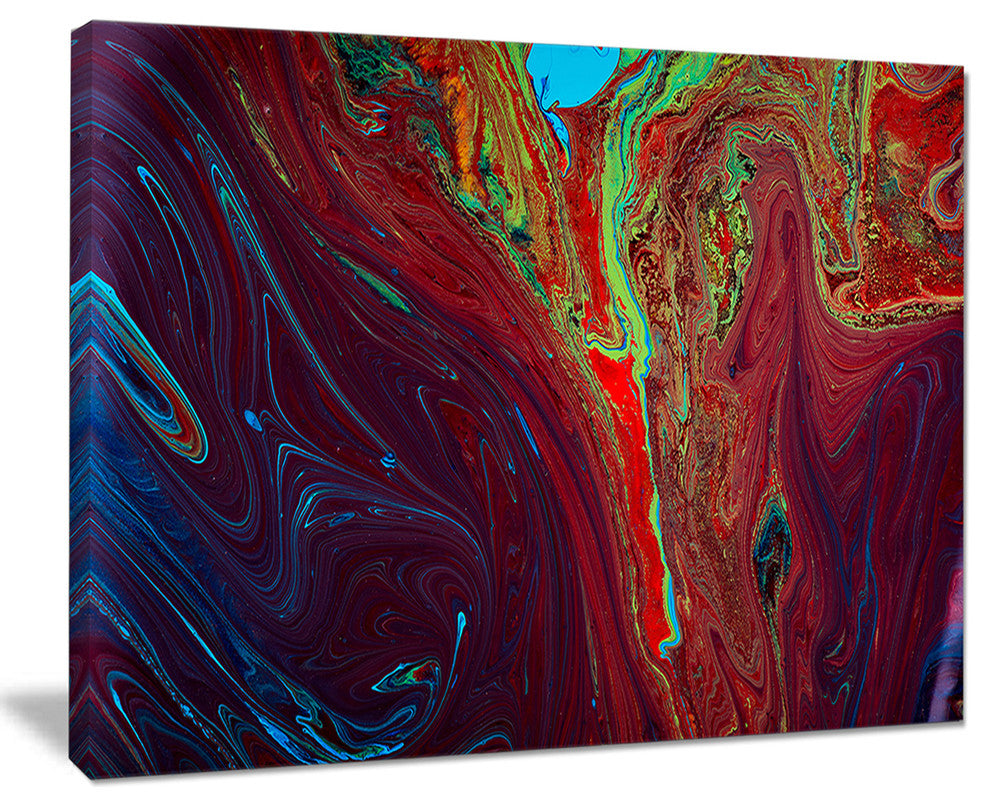 "Dark Red Abstract Acrylic Paint Mix" Canvas Print
