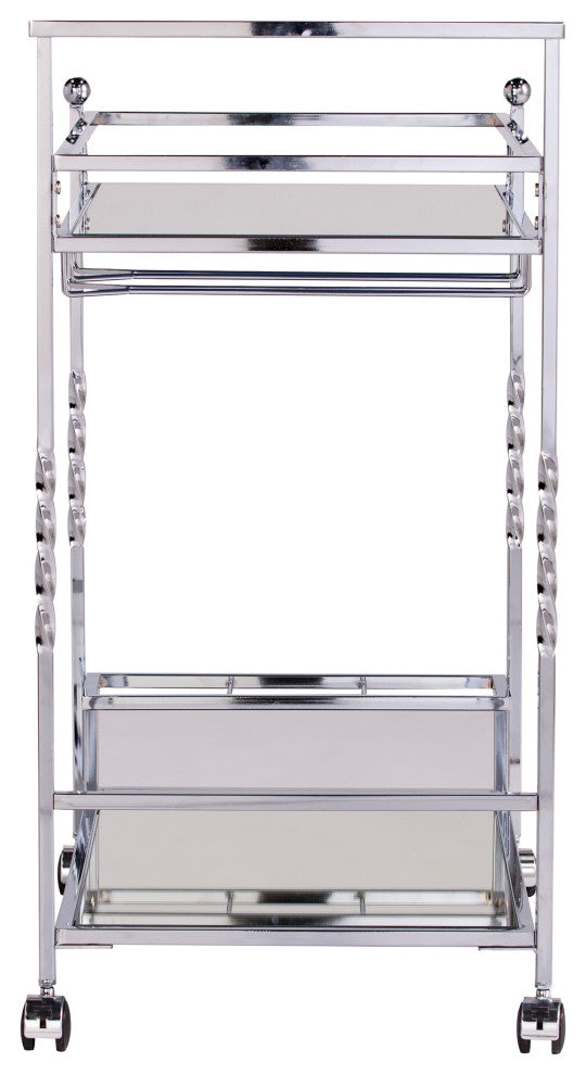 Heidi Metal Mirrored Bar Cart - Chrome