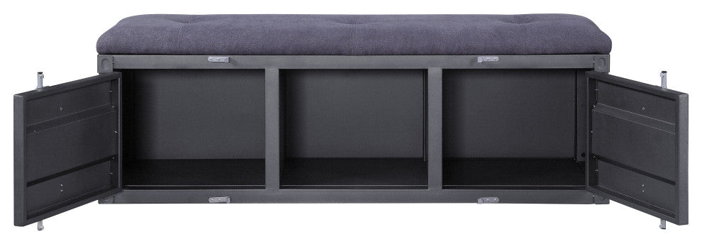 ACME Cargo Storage Bench, Gray Fabric and Gunmetal