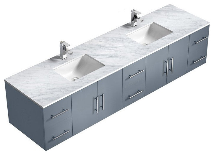 Geneva Transitional Dark Grey 84" Double Vanity Set