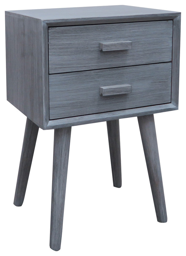 Hartford Two Drawer Side Table, Slate Grey
