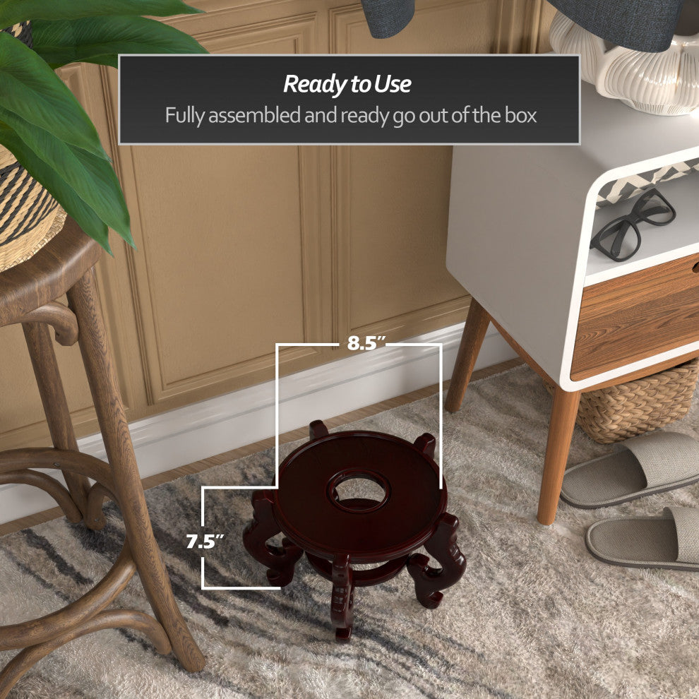 Rosewood Fishbowl Stand, Size 8.5" Base Diameter