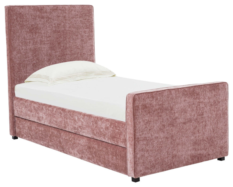 Delilah Blush Textured Velvet Trundle in Twin