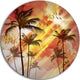 Palm Tree At Sunset, Photography Disc Metal Artwork, 23"