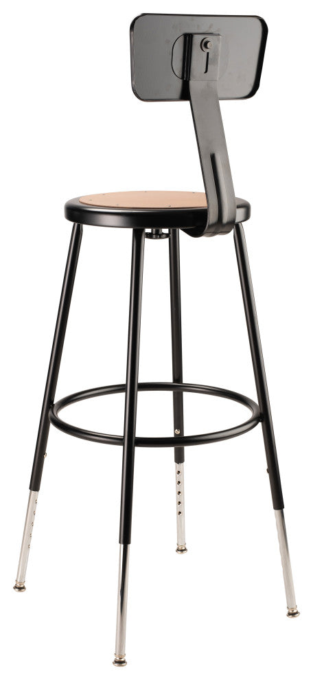 NPS 25"-33" Height Adjustable Heavy Duty Steel Stool With Backrest, Black