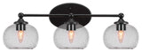 Capri 3-Light Bath Bar, Matte Black/Clear Bubble
