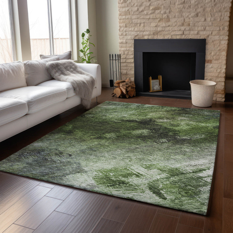 Premium Machine Washable Mayfield AMF590 Green 5' x 7'6" Rug