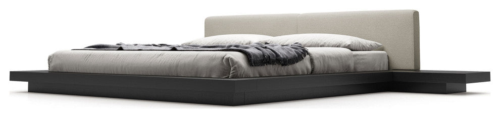Akanji Bed Ecru Fabric and Wenge / King