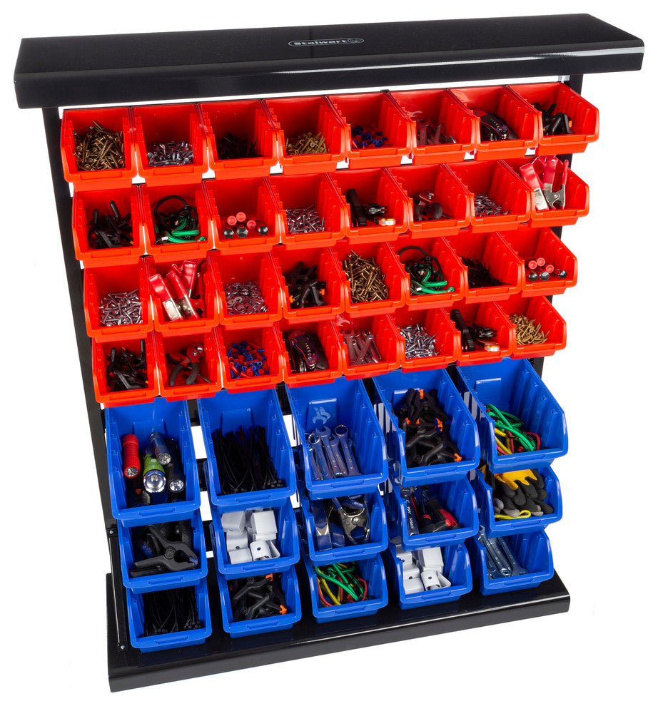 47 Bin Storage Rack Organizer- Wall Mountable Drawers by Stalwart