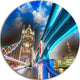 Night Over Tower Bridge In London, Cityscape Round Metal Wall Art, 11"