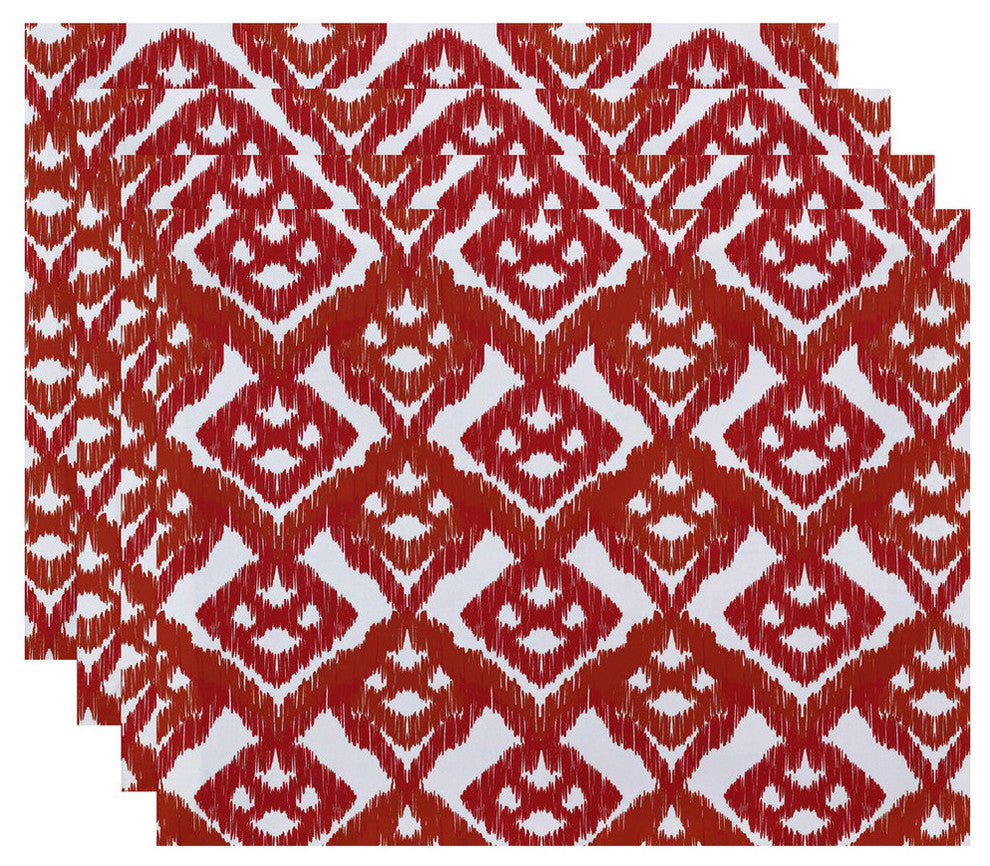 18"x14" Hipster, Geometric Print Placemat, Coral, Set of 4