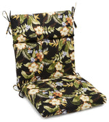 20"X42" Patterned Outdoor Squared Seat/ Back Chair Cushion, Freeport Ebony