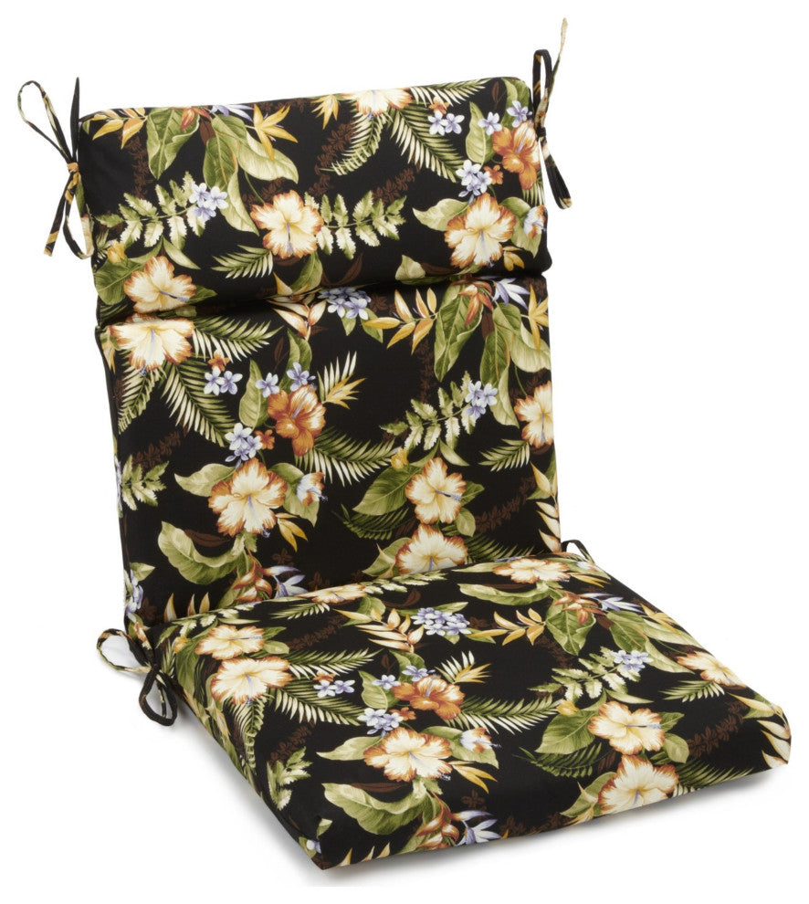 20"X42" Patterned Outdoor Squared Seat/ Back Chair Cushion, Freeport Ebony