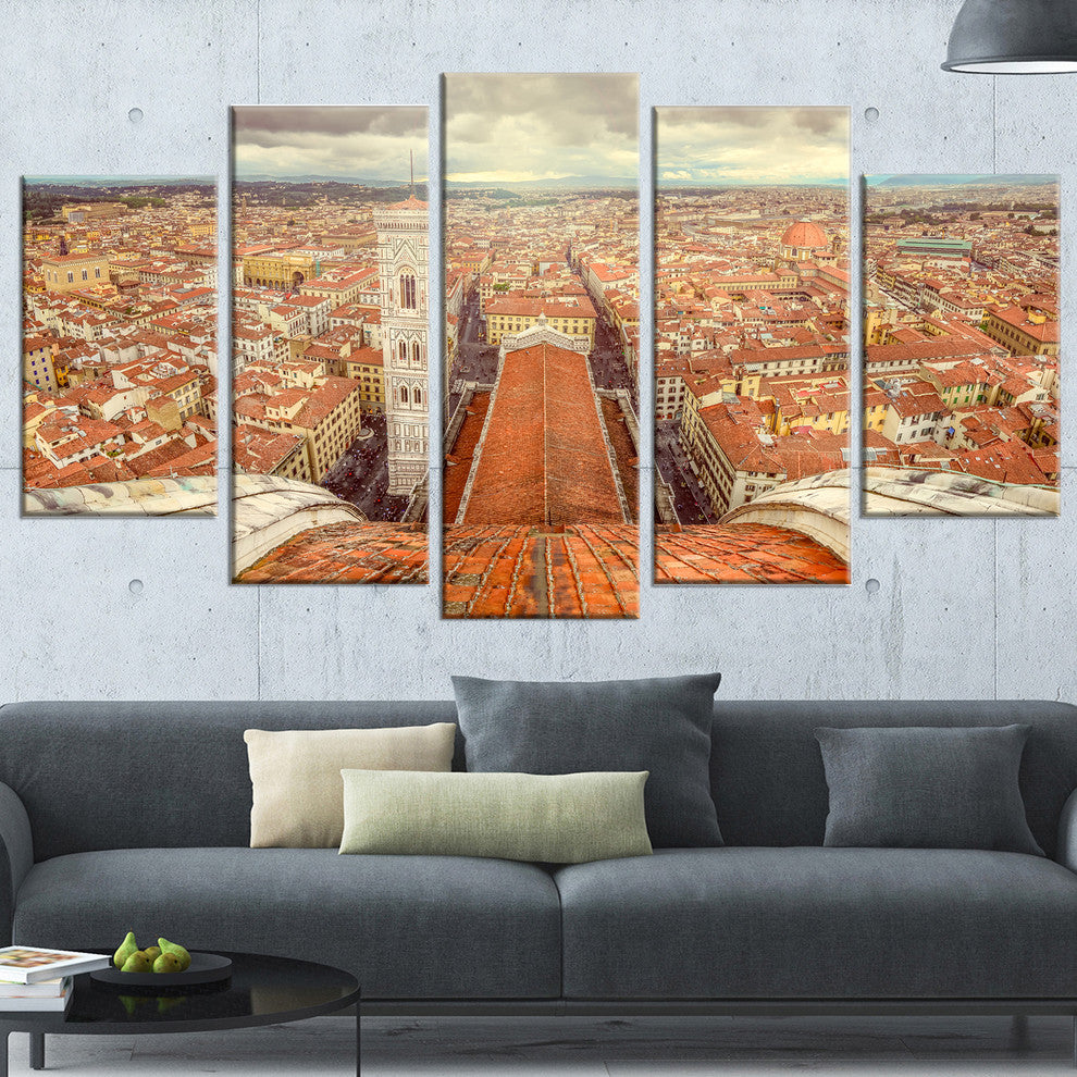 "Florence View From Duomo Cathedral" Canvas Print60"x32", 5-Panels