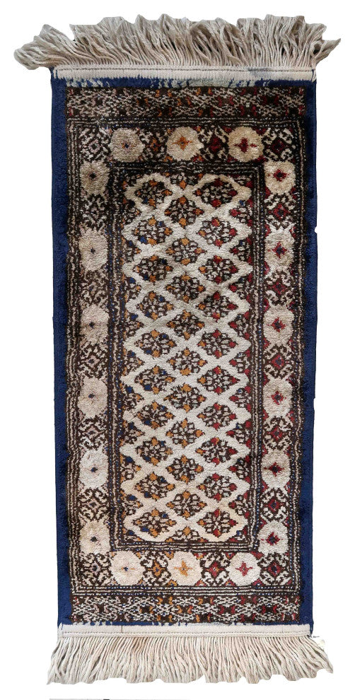 Vintage Turkish Sivas Silk Mat 0.9'x2.1', 30cmx66cm, 1950s 1C1011