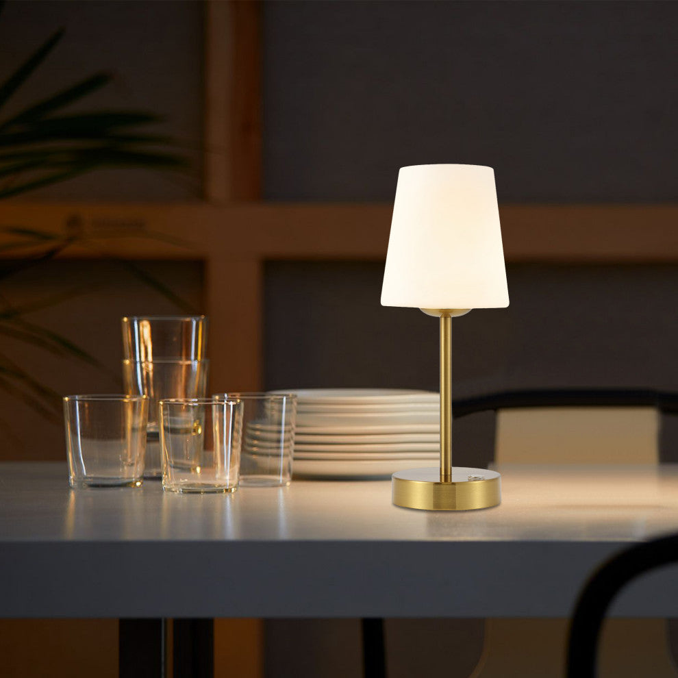 12.75" Modern Minimalist Iron Rechargeable Integrated LED Table Lamp
