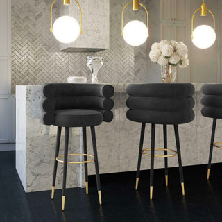 Betty Black Velvet Barstool - Black