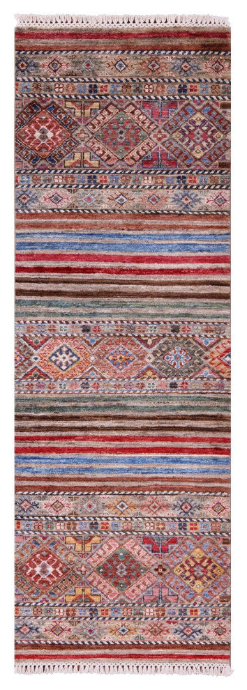 2' 1" X 6' 0" Runner Hand-Knotted Khorjin Super Kazak Rug Q10067