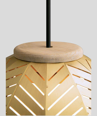 Amicus 21" Pendant, Brushed Brass Shade, White Washed Oak, Warm Led