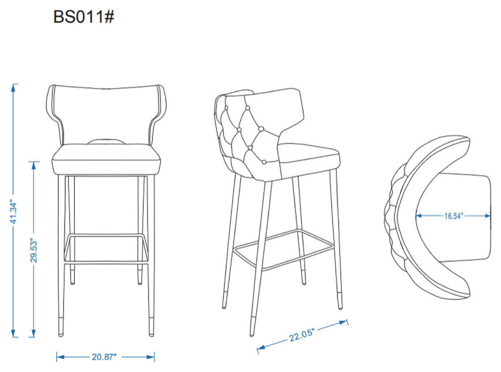 Manhattan Comfort Holguin Bar Stool, Set of 3
