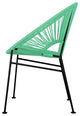 Concha Indoor/Outdoor Handmade Dining Chair, Mint Weave, Black Frame