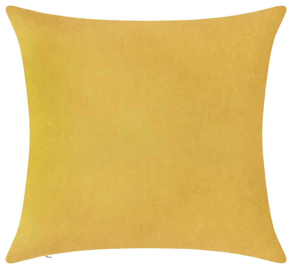 Delara Set of 1 Velvet 20x20" Cover, Mustard Yellow, Pillow Cover Only