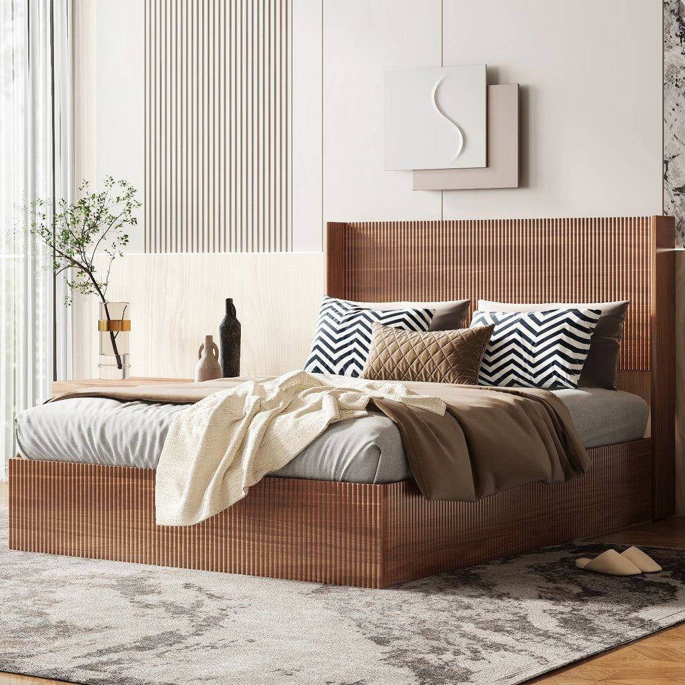 Gewnee Large grooved undulating lift storage bed frame