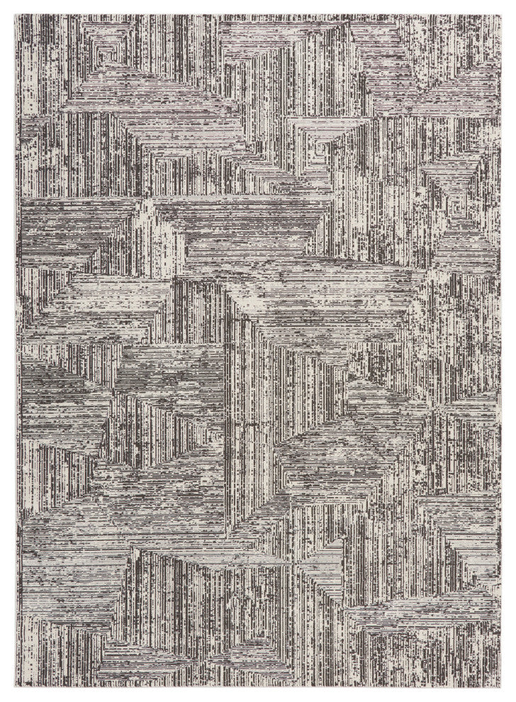 Calvin Klein CK024 Irradiant 9' x 12' Cream Black Modern Indoor Area Rug
