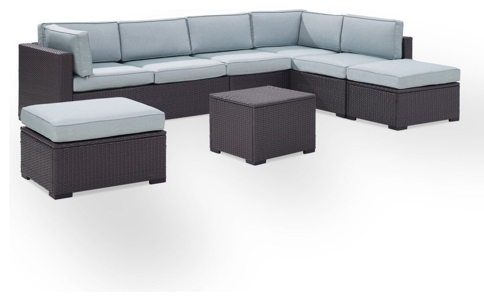 Biscayne 6-Piece Outdoor Wicker Seating Set, Mist