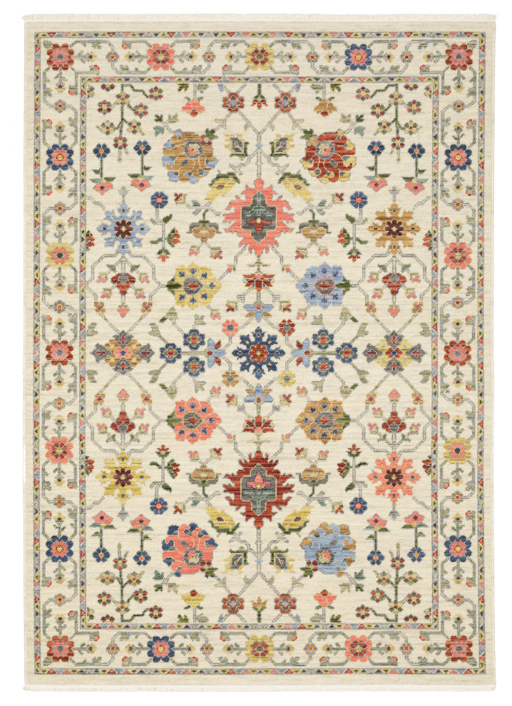 Leoness Floating Floral Indoor Area Rug, Ivory, 2' x 3'