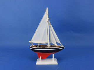Wooden American Sailer Model Sailboat Decoration, 9"