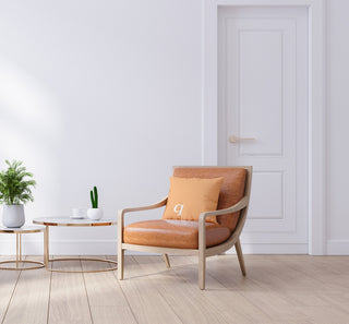 18"x18" Modern Monogram Decorative Throw Pillow, Pale Gold