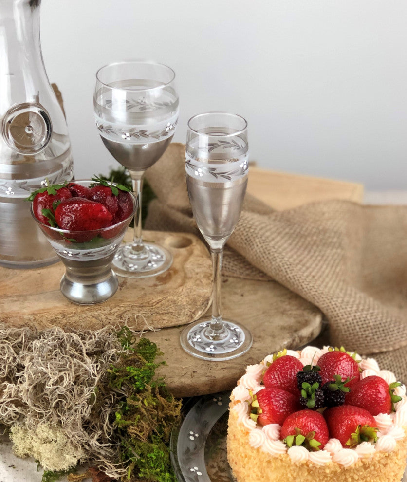Pewter Vine Champagne Glasses, Set of 2