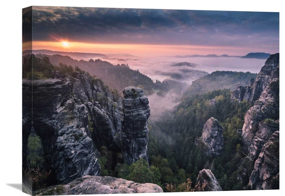 "Sunrise On The Rocks" Stretched Canvas Giclee by Andreas Wonisch, 22x17"