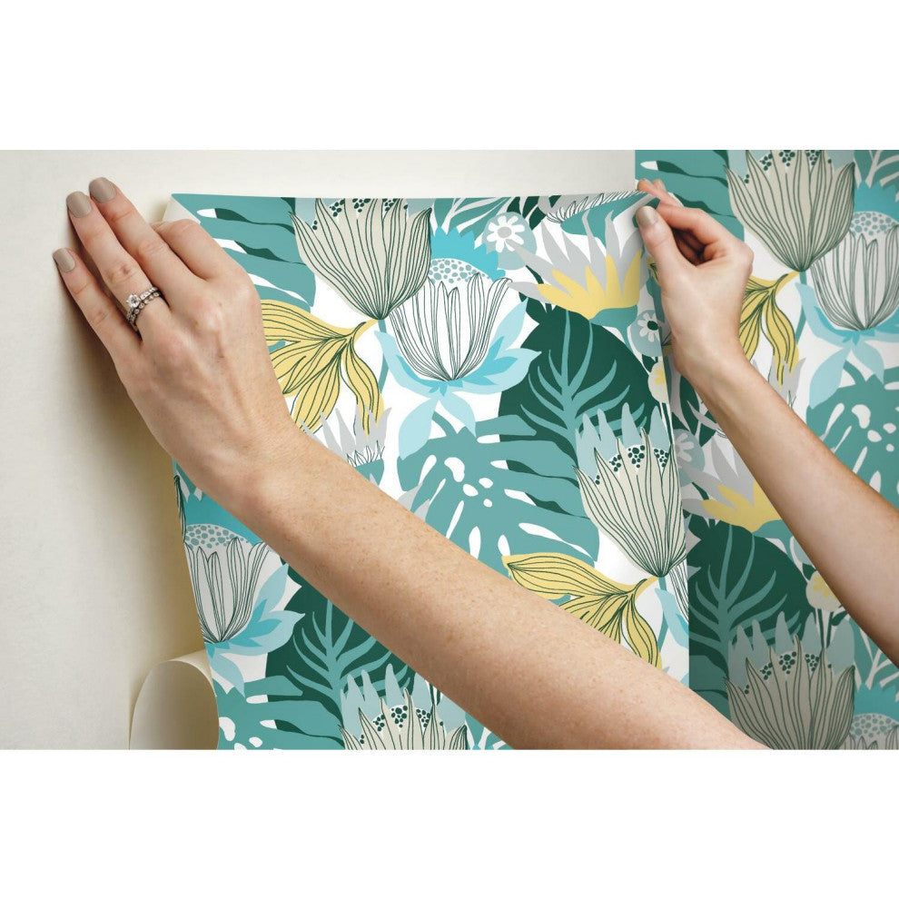 Retro Tropical Leaves Peel & Stick Wallpaper