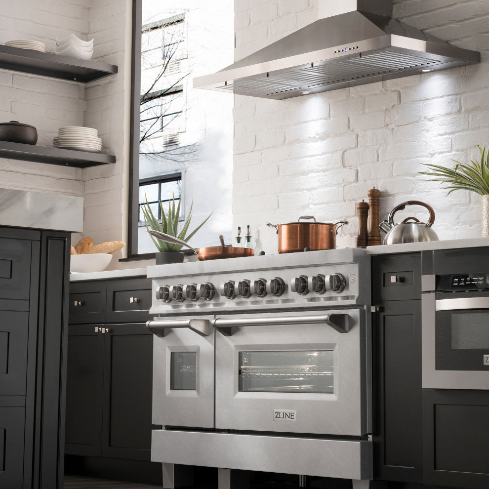 ZLINE 48" Dual Fuel Range With Griddle and Brass Burners