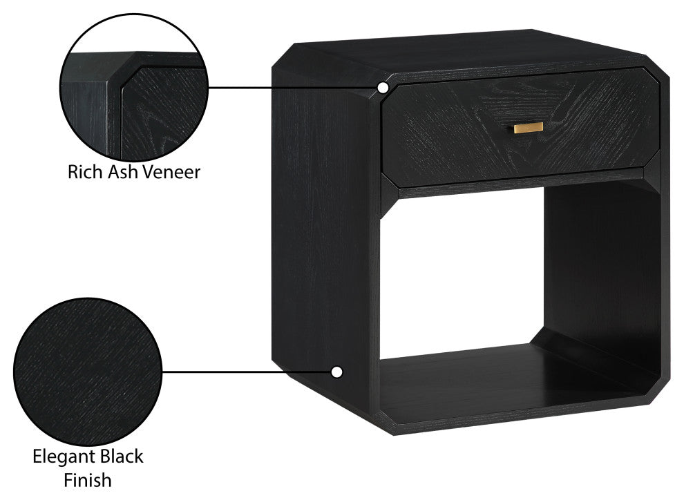 Parker Ash Veneer Nightstand, Black