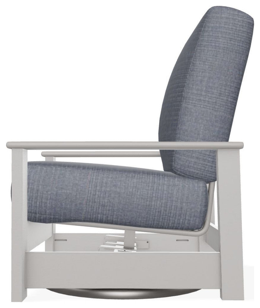 Leeward Deep Seat Outdoor Hidden Swivel Rocker, Proven Denim/Warm Gray