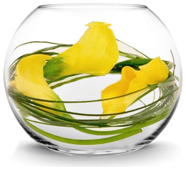Glass Bubble Bowl (H-7.5" W-10", Approx. 2 Gal.) Fish Bowl Vase Multiple Packing, Pack of 6