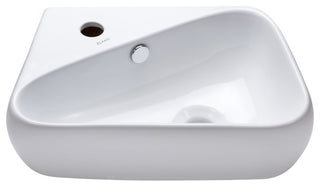 Elanti Collection Left-Facing Porcelain Wall-Mounted Triangular Sink, Right-Faci