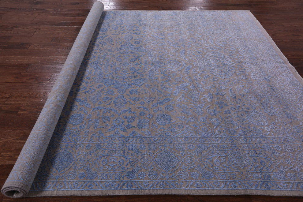 Hand Knotted Wool and Silk Persian Rug 8' 1" X 9' 10" Q6655