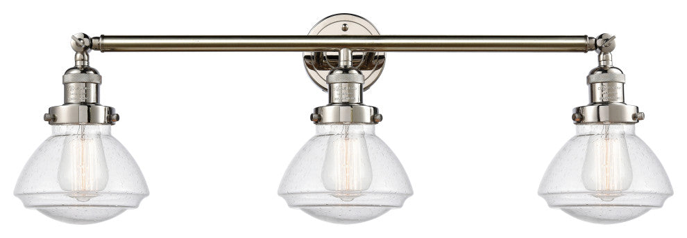 Olean 3 Light 31" Bath Vanity LIght, Polished Nickel, Seedy