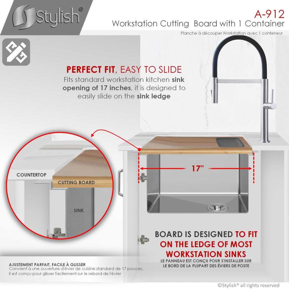 Workstation Cutting Board With 1 Container A-912