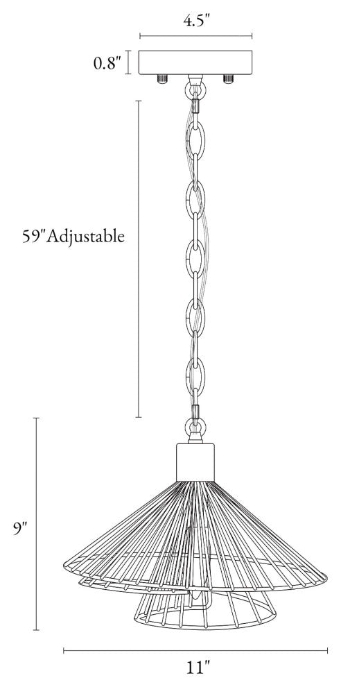 LNC Artmatrwer 1-Light 11" Modern Geometric Metal Pendant Light, Brass