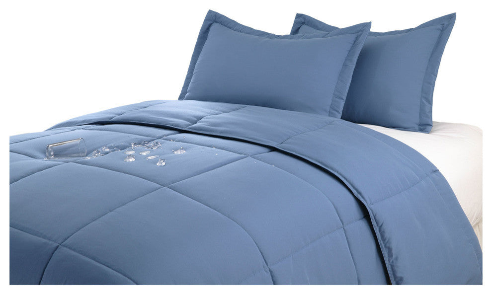 Lotus Home Water and Stain Resistant Microfiber Comforter Mini Set, Smoke Blue